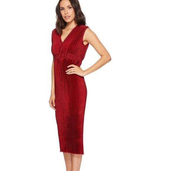 NWT Romeo + Juliet Classic Ruby Red Pleated Formal Evening Chic Midi Dress Small - Picture 4 of 15